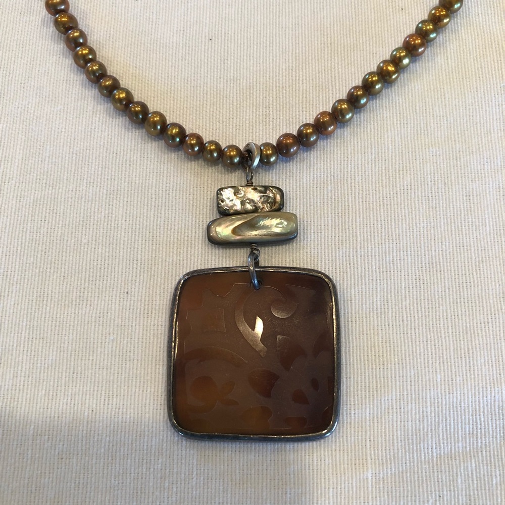 Silpada .925 Silver Etched Shell Necklace